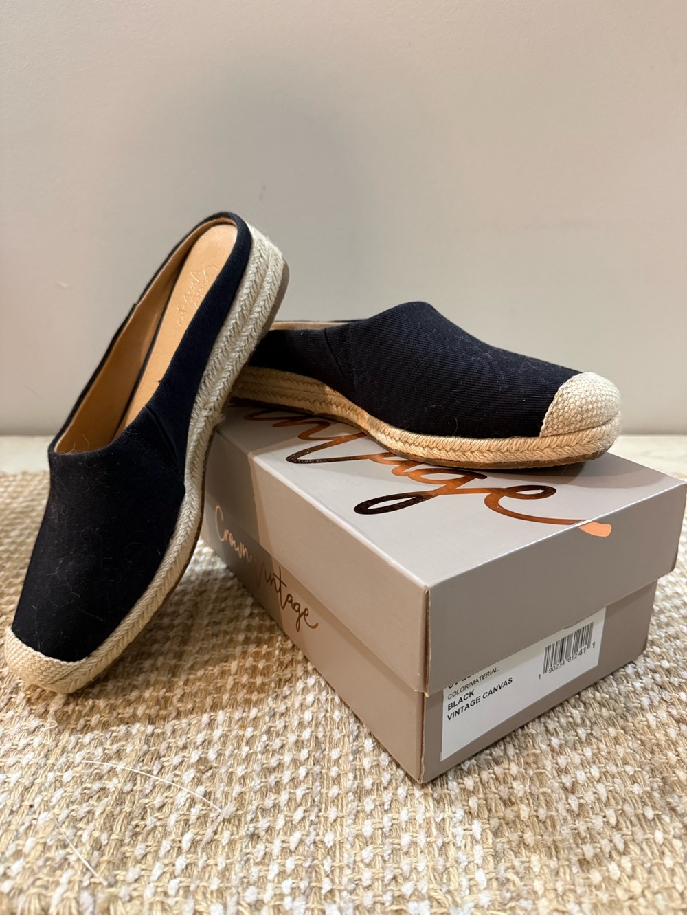🖤 Crown Vintage Black Canvas Espadrilles | Size 9.5